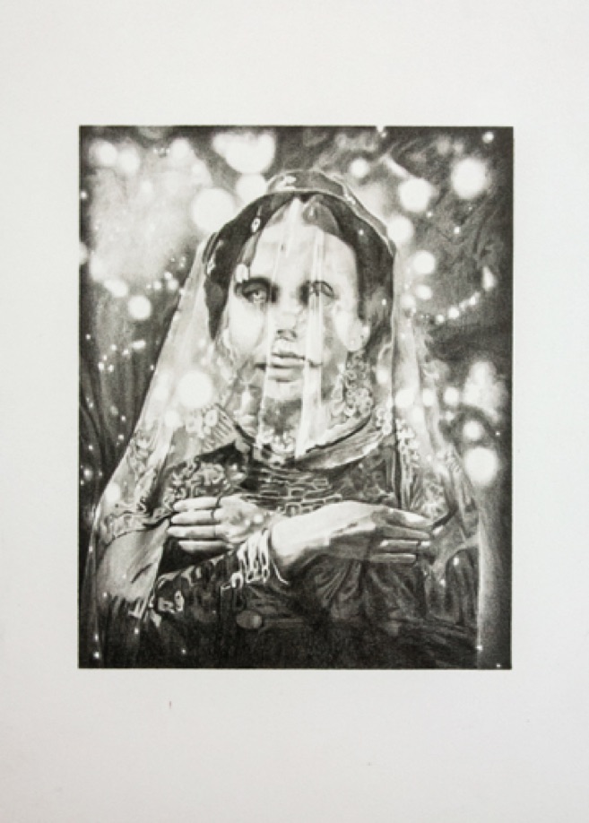 THE PRIESTESS, 2017, pencil on board, 30x21cm